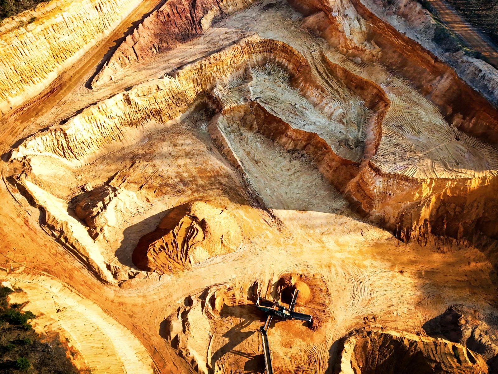 Aerial view of open-pit mining operation